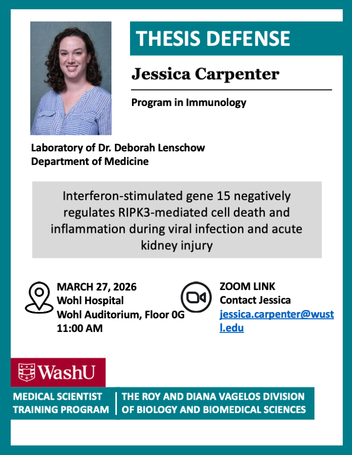 Jessica Carpenter's thesis defense is on March 27.