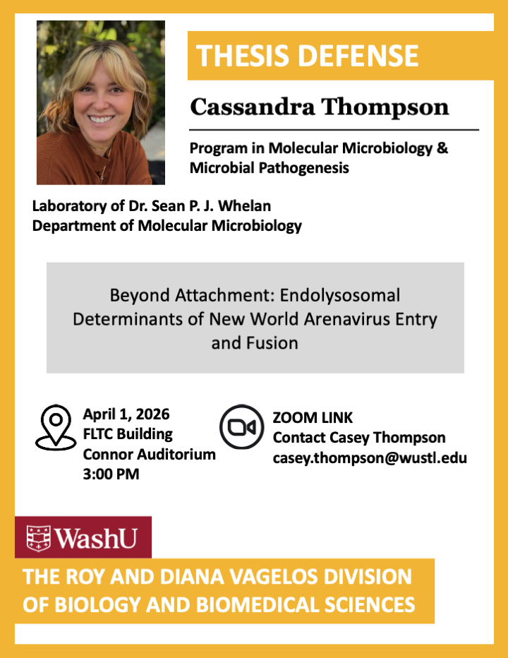 Cassandra Thompson's thesis defense is on April 1, 2026.