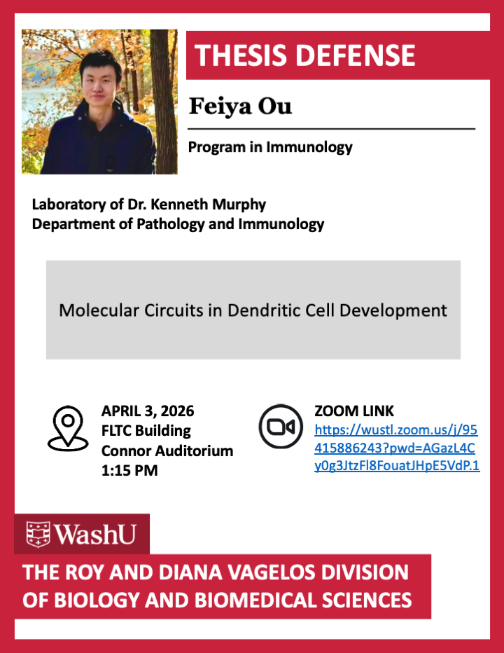 Feiya Ou's thesis defense will be held on April 3, 2026.